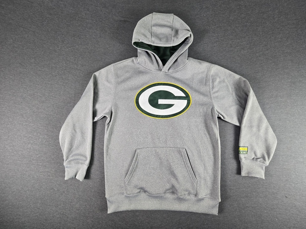 Green Bay Packers Hoodie Sweatshirt Youth 18 Gray NFL Football Ultra Game